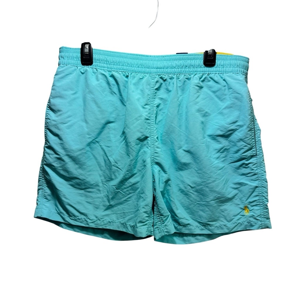 Polo Ralph Lauren Traveler Pony Aqua Swimming Preppy Trunks Blue Yellow Large‎